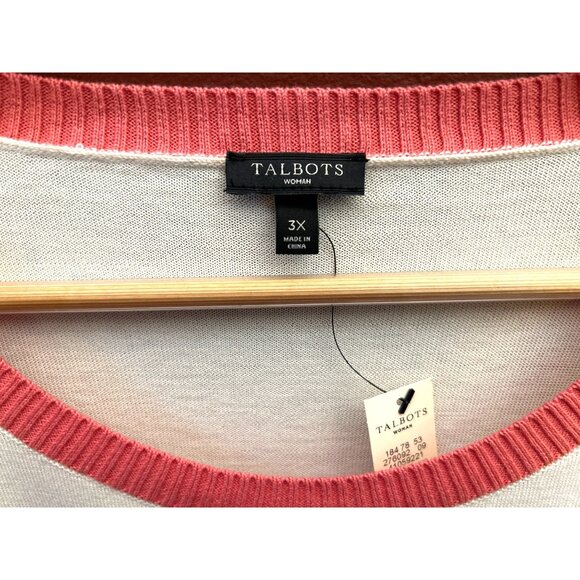 NWT Talbots Plus Size 3X Multicolor Striped Knit Sweater Fallcore Preppy Casual - Picture 3 of 6